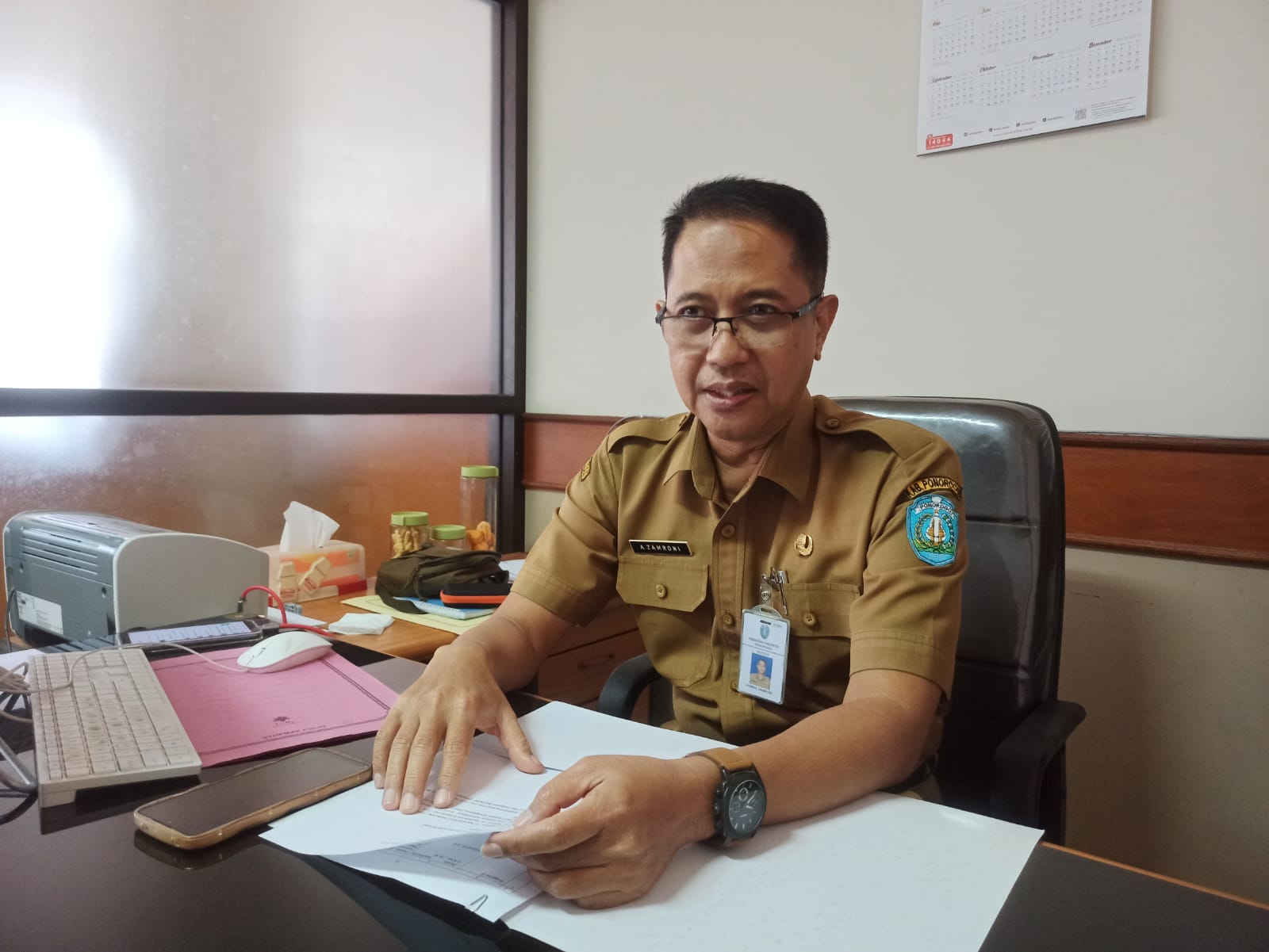 Ahmad Zamroni, Kabid Perencanaan Pengadaan Pengelolaan Data dan Sistem Informasi ASN BKPSDM ketika dikonfirmasi tentang pendaftaran ASN di Ponorogo.
